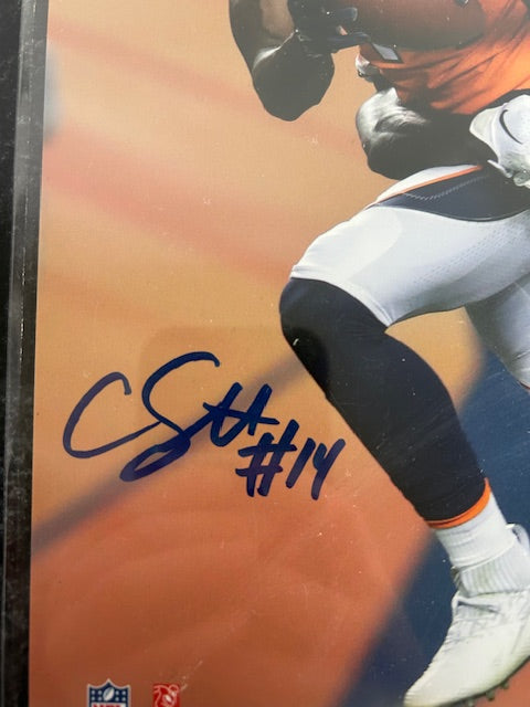 Courtland Sutton Autographed 8x10 Photo with Plaque JSA COA - Latitude Sports Marketing