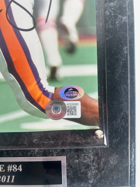 Shannon Sharpe Autographed 8x10 White Jersey Photo with Plaque Beckett COA