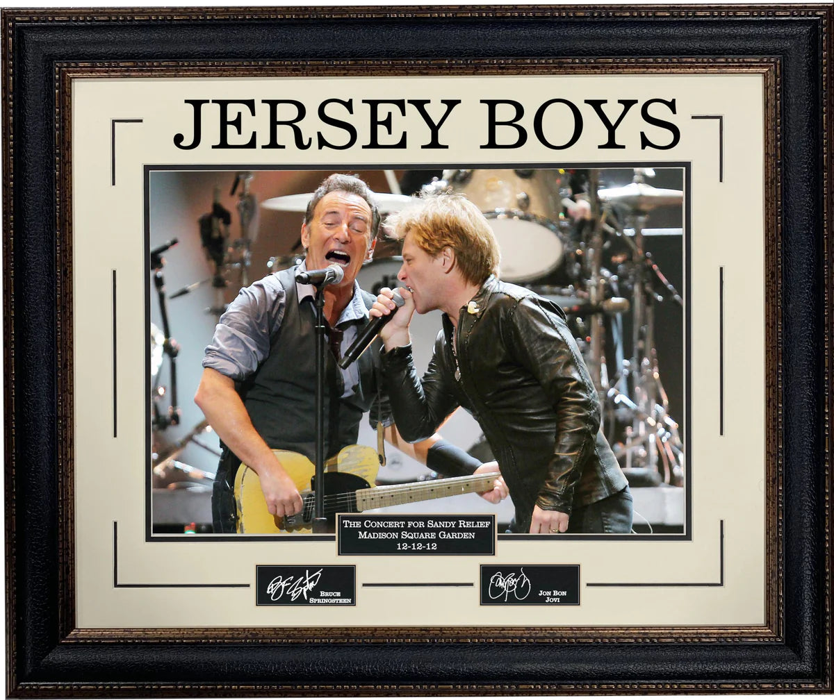 Bruce Springsteen & Jon Bon Jovi Jersey Boys 29.5x24.5 Photo with Laser Engraved Signatures Framed