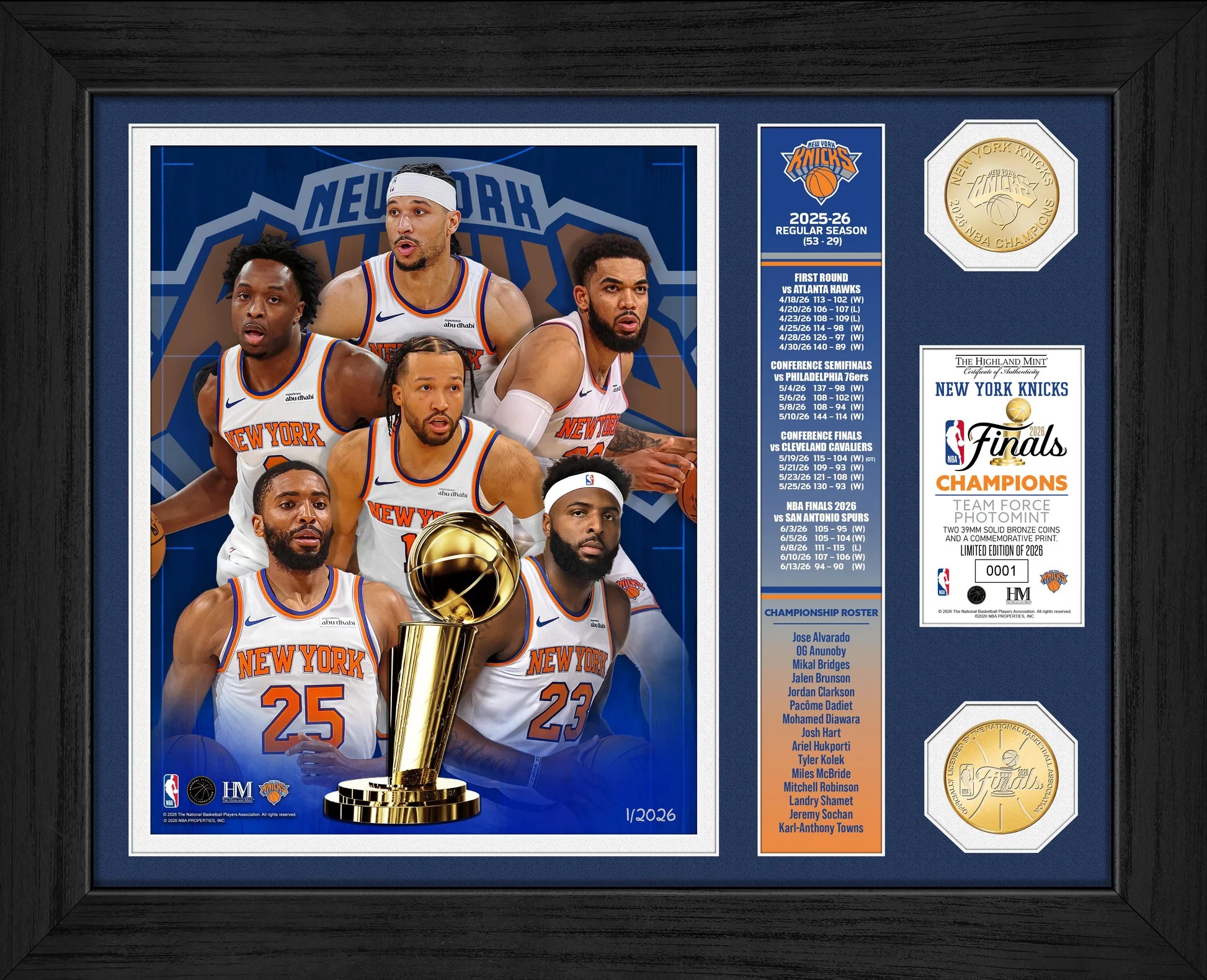 New York Knicks 2026 NBA Champions Team Force Bronze Coin Photo Mint (Pre-Order)