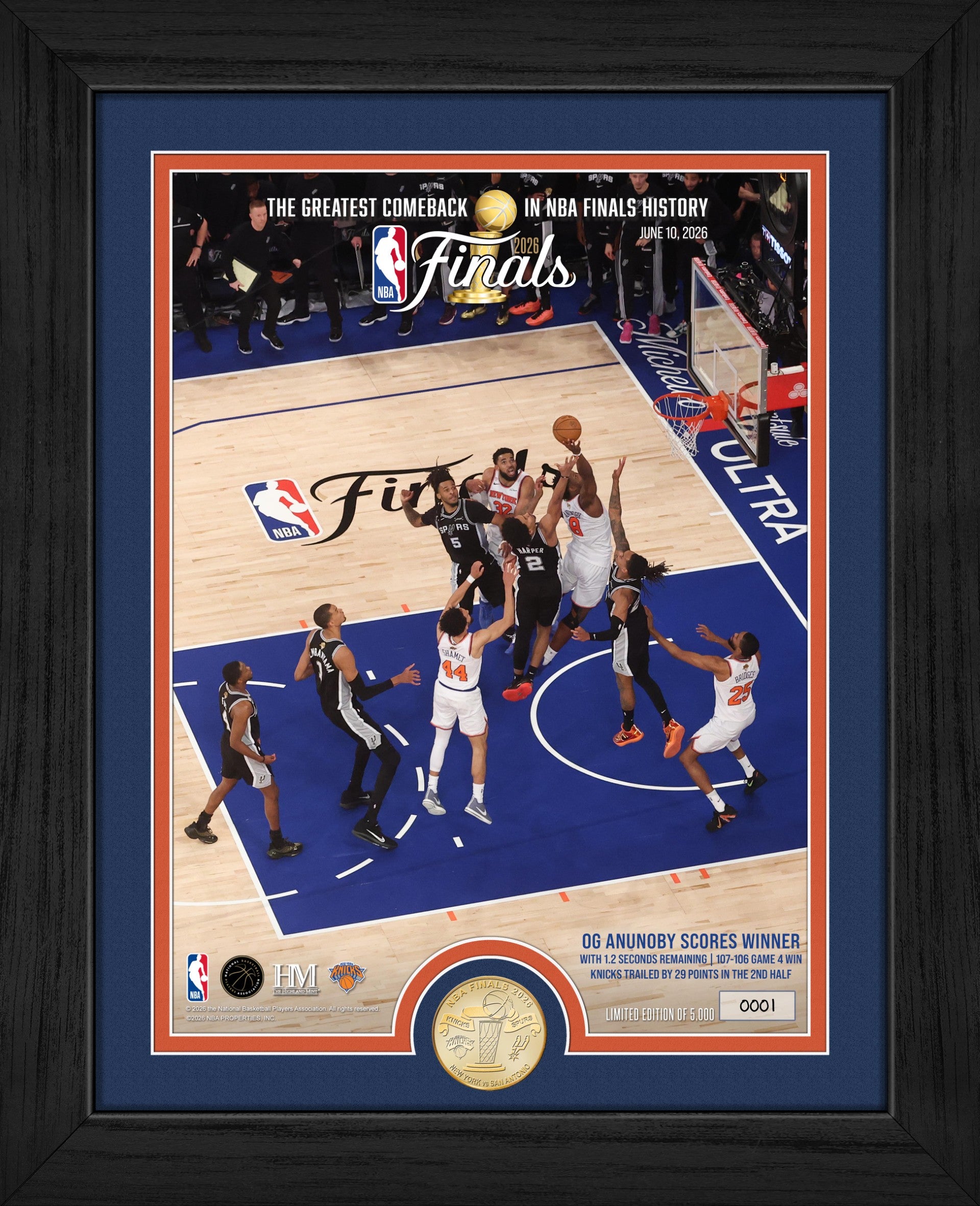 New York Knicks Highland Mint Coin & Photo Framed Limited Edition