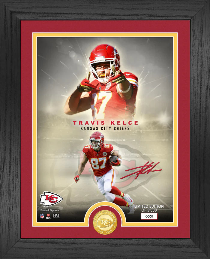 Travis Kelce Kansas City Chiefs Bronze Coin Limited Edition Photo Framed 13x16
