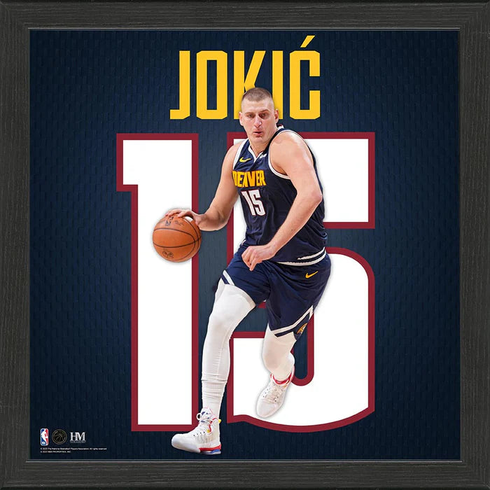 Nikola Jokic Impact Jersey Art Framed 13x13 - Premium Basketball Memorabilia