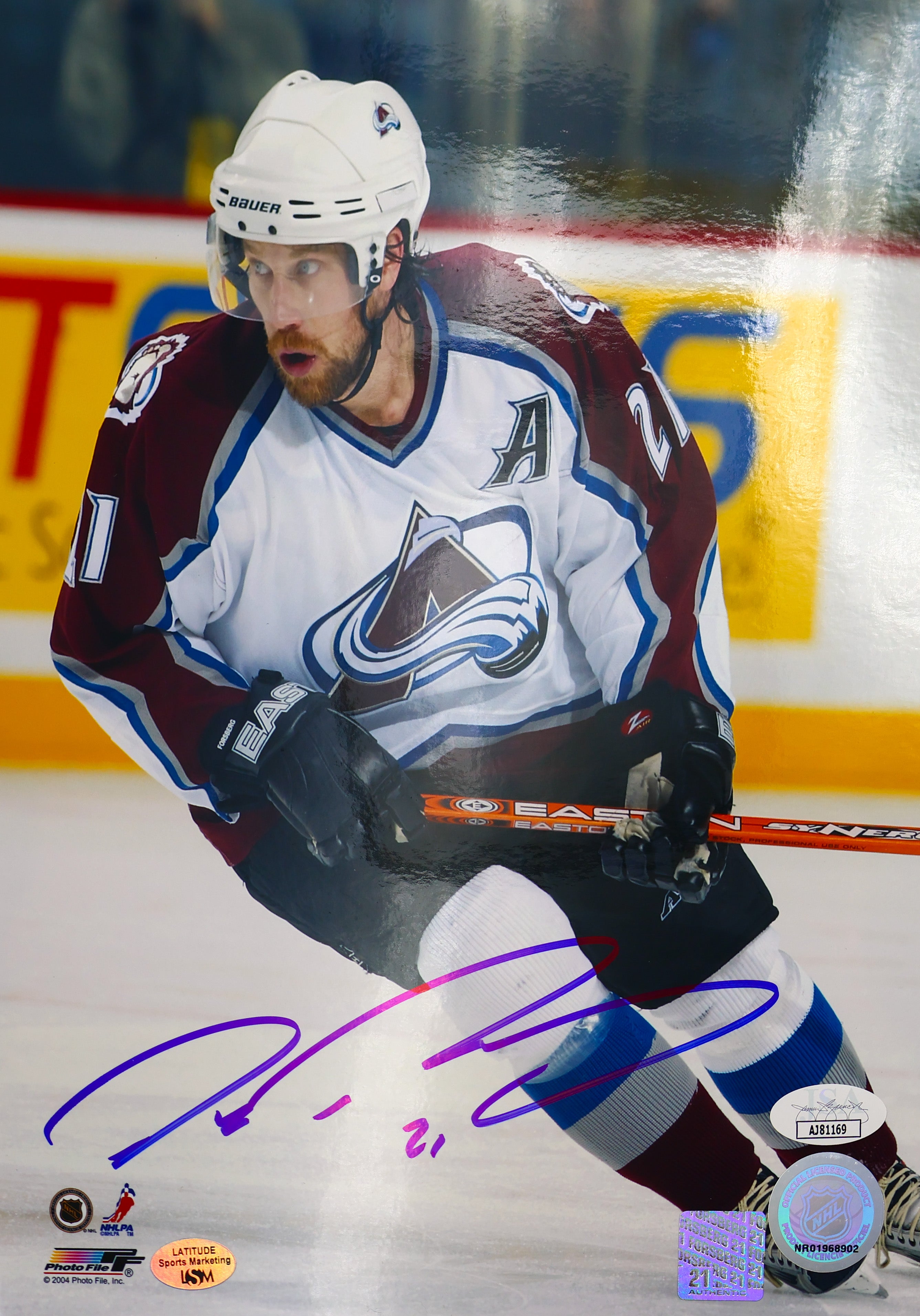 Peter Forsberg Colorado Avalanche Autographed 8X10 Photo