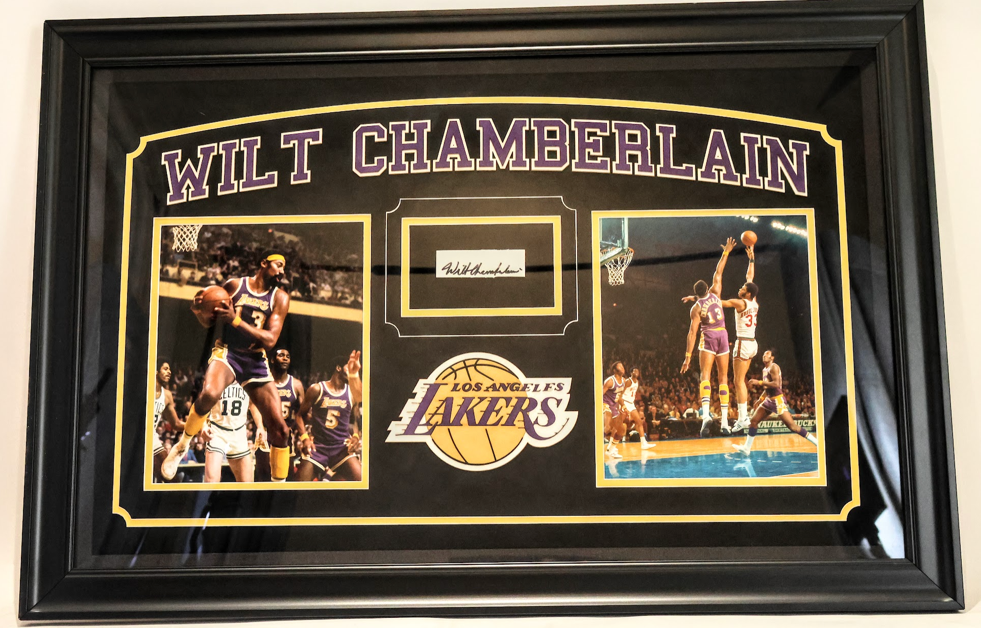 Wilt Chamberlain Autographed Photo Collage Framed