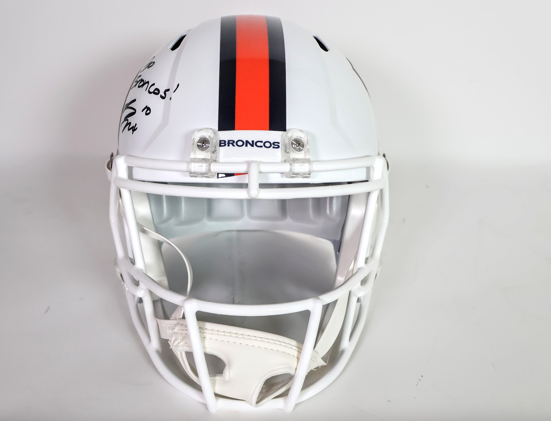 Bo Nix Autographed Pro Snowcapped Helmet Inscribed "Go Broncos!" - Beckett COA