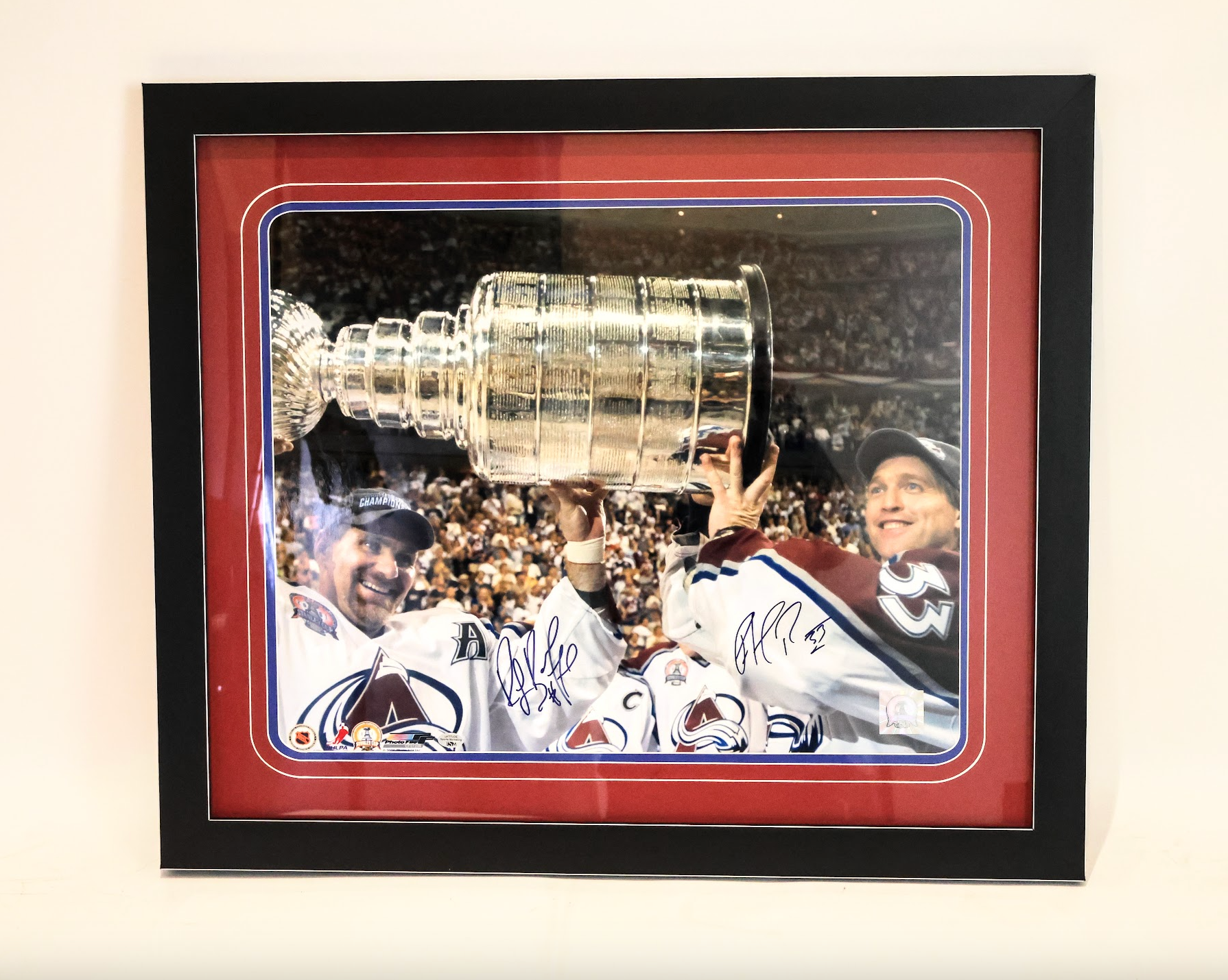 Patrick Roy & Ray Bourque Autographed 16x20 Photo with Deluxe Framing