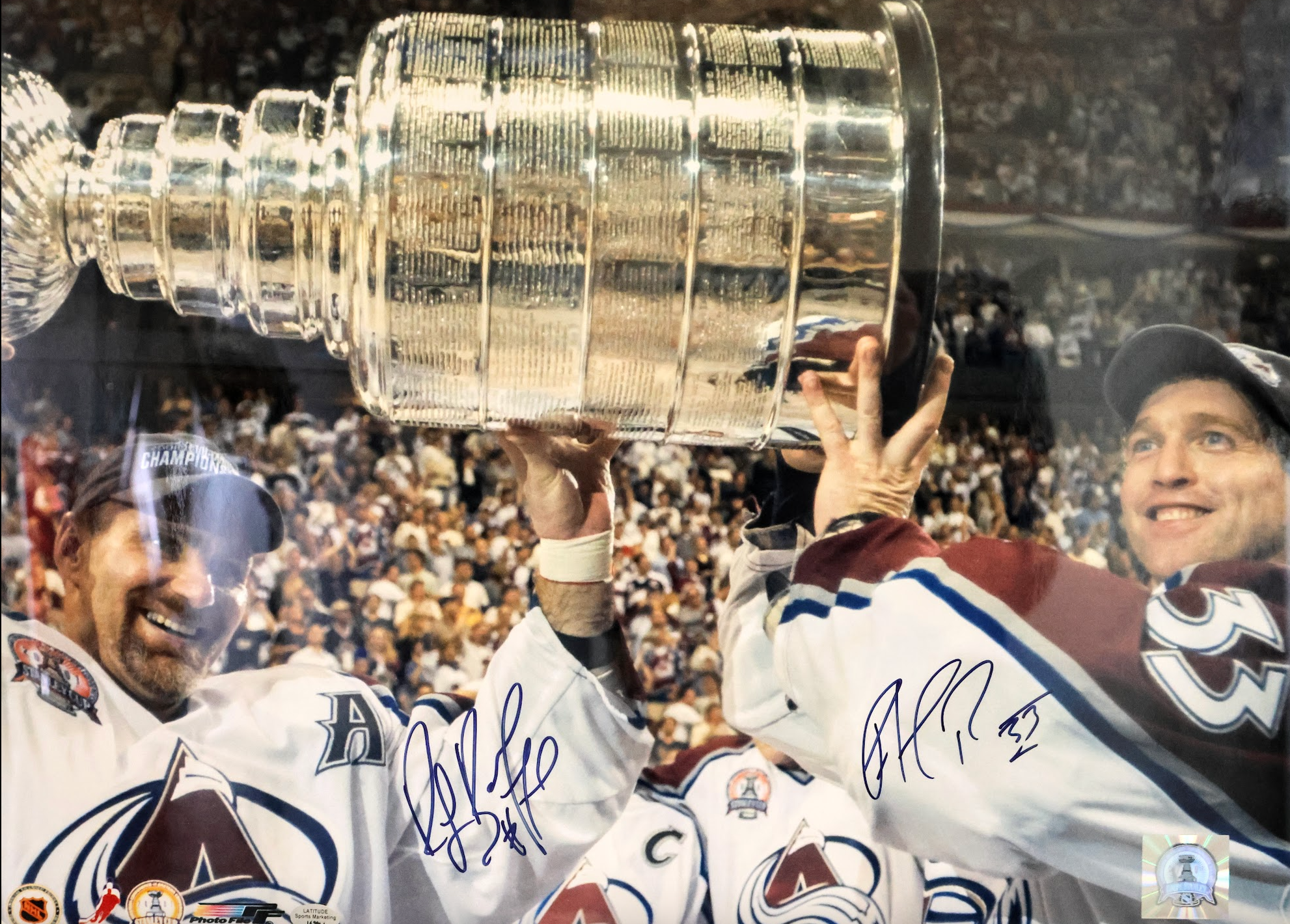 Patrick Roy & Ray Bourque Autographed 16x20 Photo with Deluxe Framing