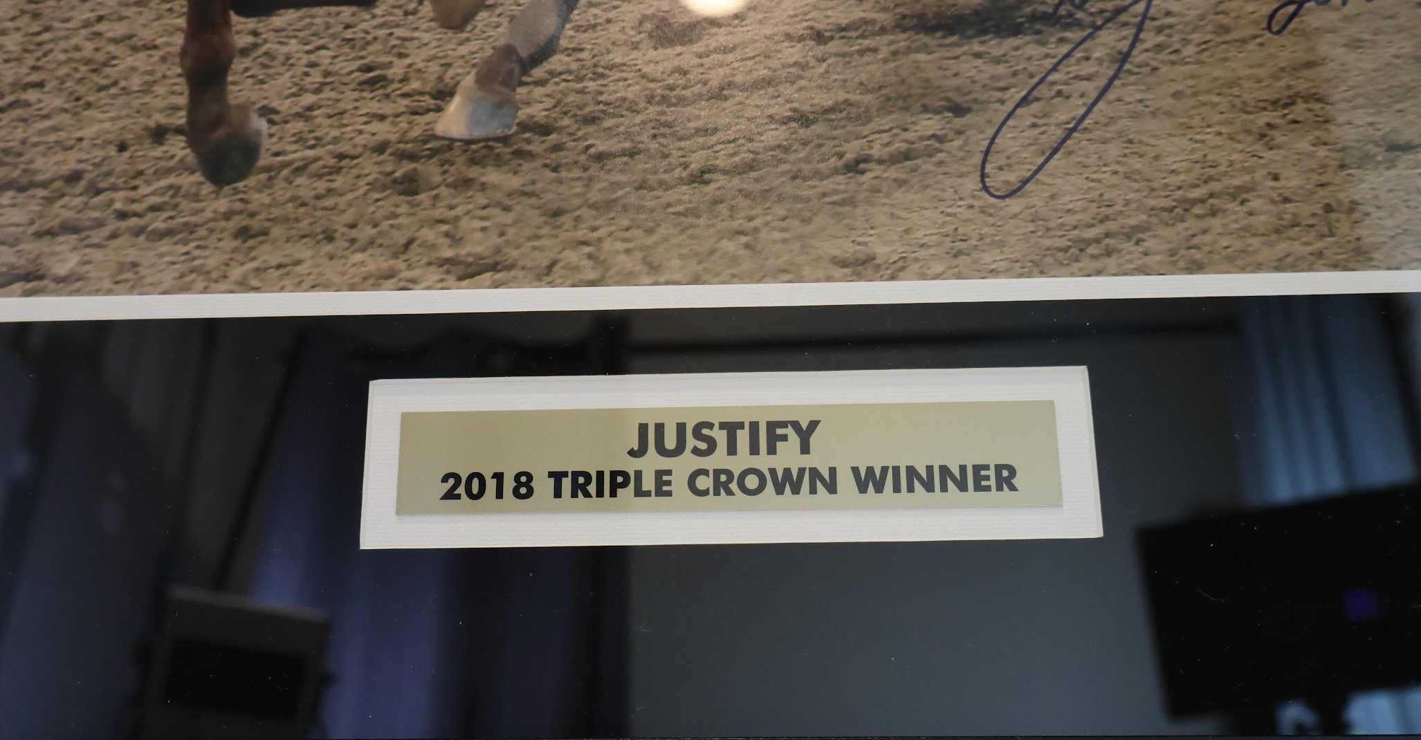 2018 Triple Crown Winner Justify Signed by Michael Smith 16x20 Photo Framed