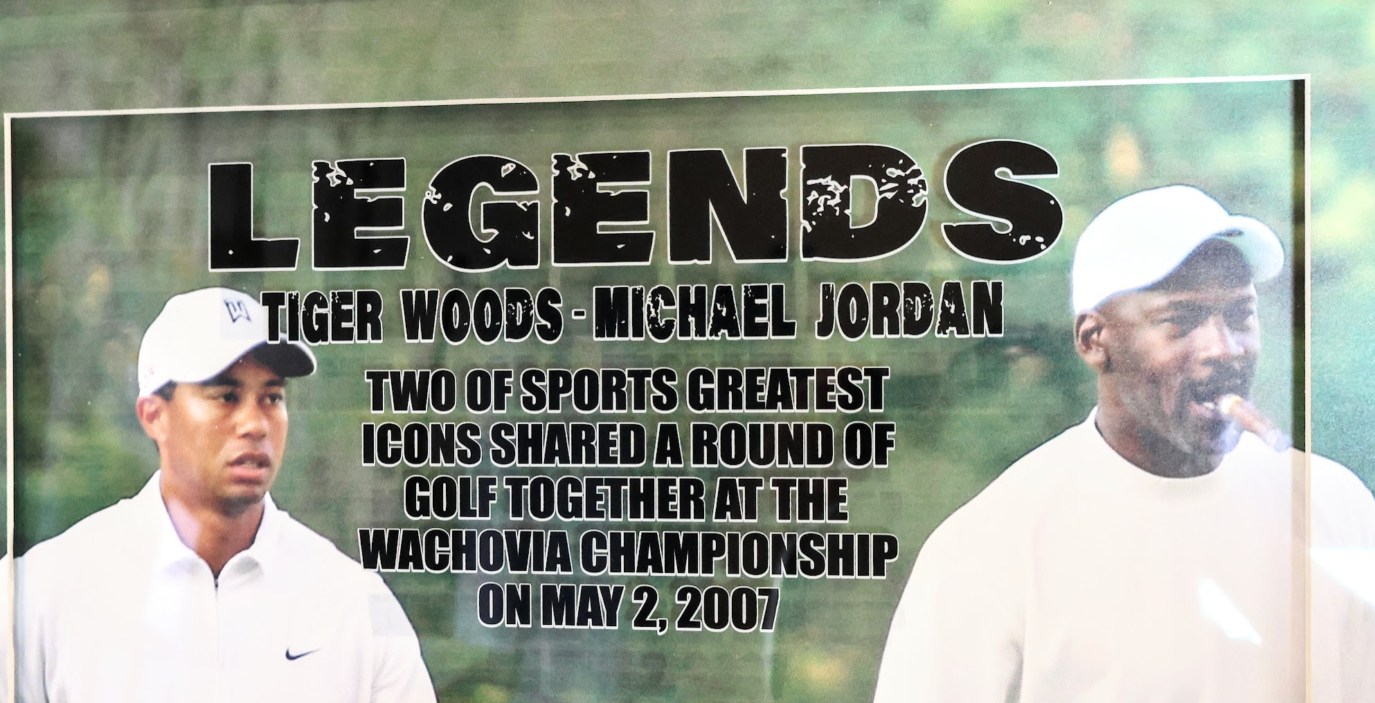 Tiger Woods & Michael Jordan Legends Golf 19x25 Photo with Laser Engraved Replica Signatures Framed