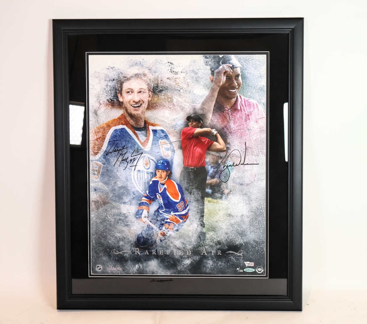 Wayne Gretzky & Tiger Woods Autographed "Rarefied Air" 16x20 Autographed Photo Collage Framed