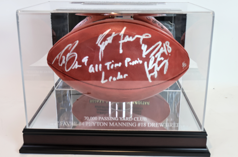Autographed NFL Football - 70,000 Passing Yard Club: Brett Favre, Drew Brees, Peyton Manning