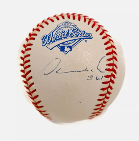 Livan Hernandez Autographed Official 1997 World Series Baseball JSA COA