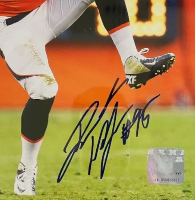 Derek Wolfe Autographed Denver Broncos 8x10 Photo w/ Plaque Beckett COA