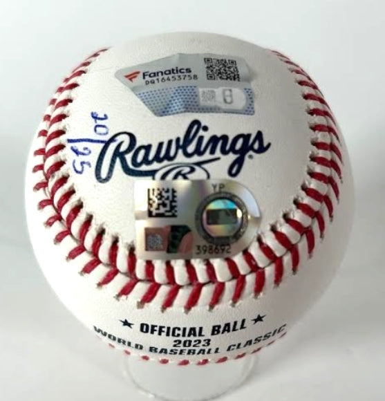 Shohei Ohtani & Yoshinobu Yamamoto Dual-Signed "23 WBC Champs" Baseball LE-25 Fanatics COA