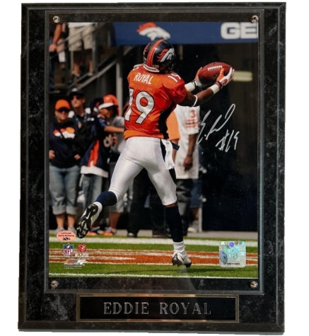 Eddie Royal Autographed Denver Broncos 8x10 Photo with 10x13 Plaque & Nameplate LSM COA