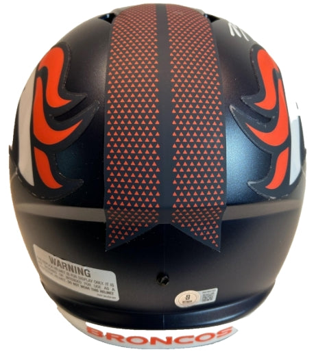 Bo Nix Autographed & Inscribed "Go Broncos" Navy 5280 Full-Size Replica Helmet BAS COA