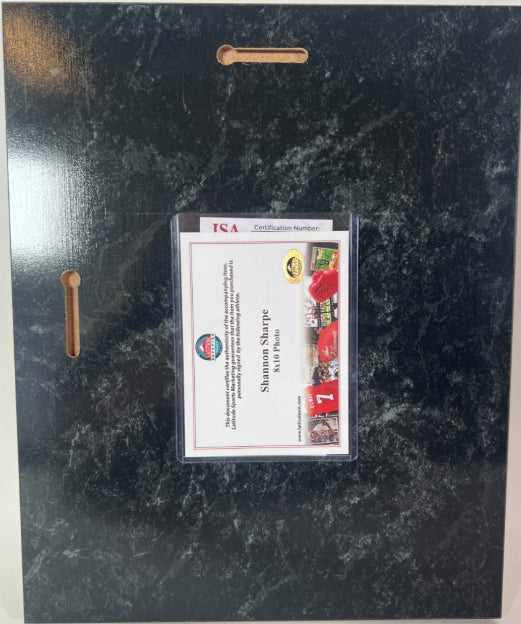 Shannon Sharpe Autographed Denver Broncos 8x10 Photo with Plaque JSA COA