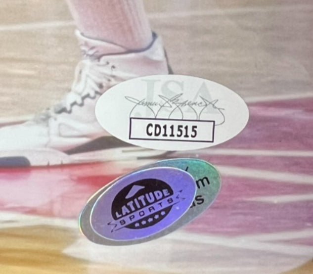 Alex English Autographed 8x10 Photo Inscribed "HOF 97" with Plaque JSA COA