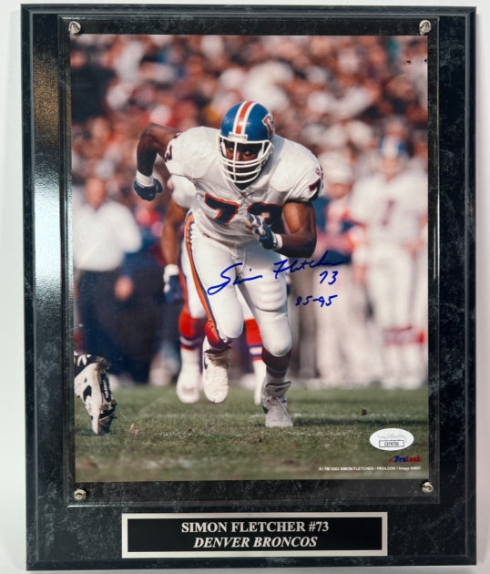Simon Fletcher Authographed 8x10 Photo Inscribed "85-95" with Plaque JSA COA