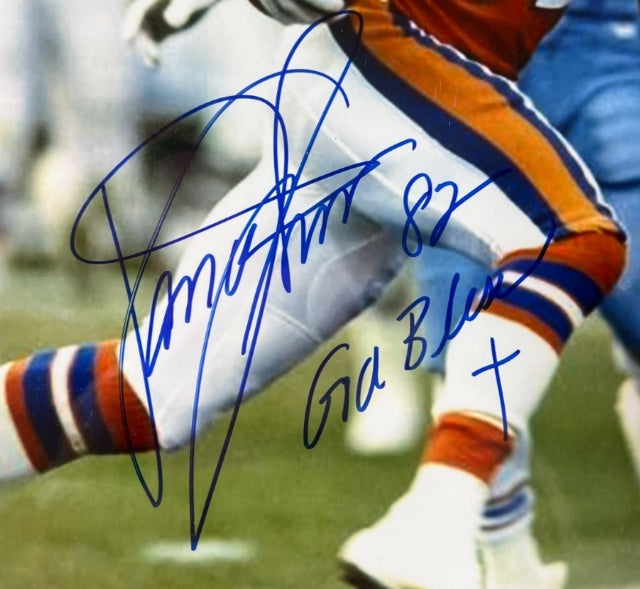 Vance Johnson Autographed 8x10 Photo Inscribed "God Bless" with Plaque JSA COA