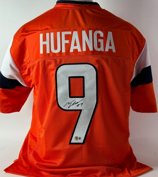 Talanoa Hufanga Autographed Custom Denver Broncos Jersey (Orange) Beckett COA