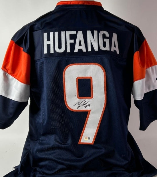Talanoa Hufanga Autographed Custom Denver Broncos Jersey (Navy) Beckett COA