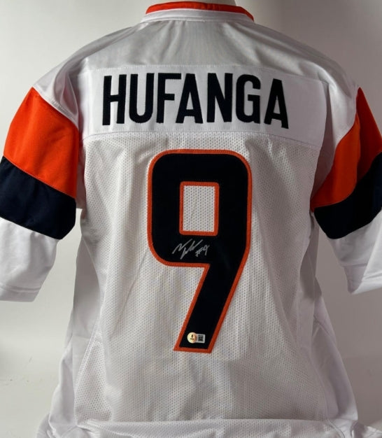 Talanoa Hufanga (Denver Broncos) Autographed Custom Jersey (White) Beckett COA