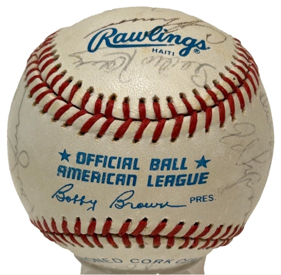Jim "Catfish" Hunter & 18 Others Autographed Official American League Baseball – JSA LOA
