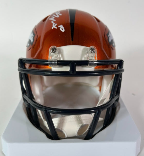 Bo Nix Autographed Denver Broncos Flash Mini Helmet - Beckett COA