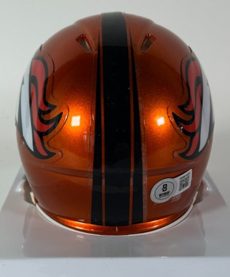 Bo Nix Autographed Denver Broncos Flash Mini Helmet - Beckett COA