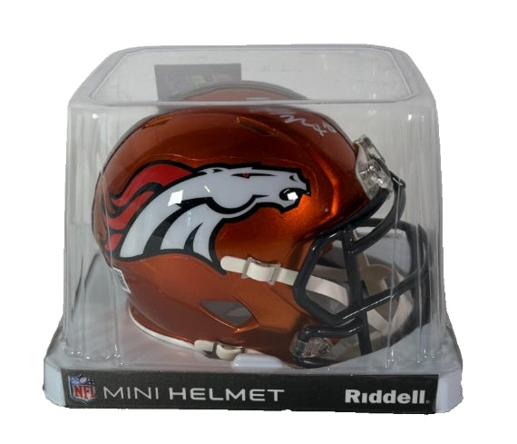 Bo Nix Autographed Denver Broncos Flash Mini Helmet - Beckett COA