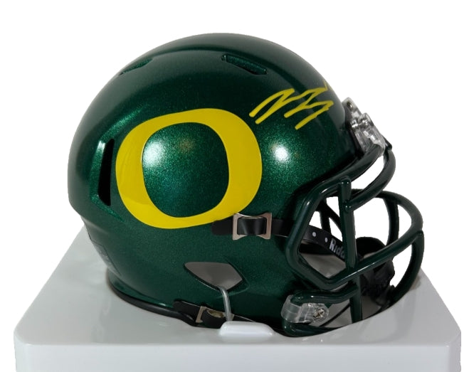 Bo Nix Autographed Oregon Ducks Riddell Mini Helmet - Beckett COA