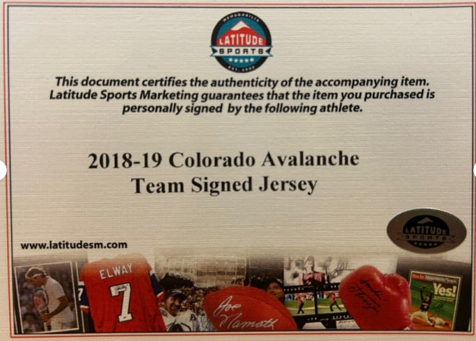 2018-19 Colorado Avalanche Team Signed Jersey (Players listed below) - LSM COA