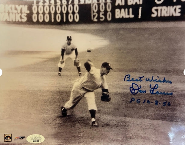 Don Larsen Autographed/Inscribed "PG 10-8-56" Perfect Game 8x10 B/W Photo JSA COA