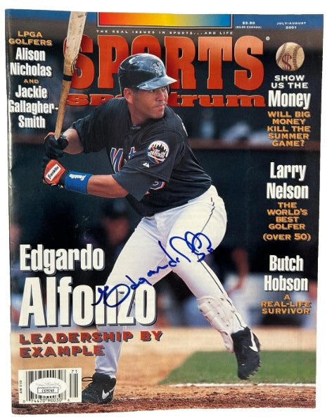 Edgardo Alfonzo Autographed Sports Spectrum Magazine (July-August 2001) JSA COA