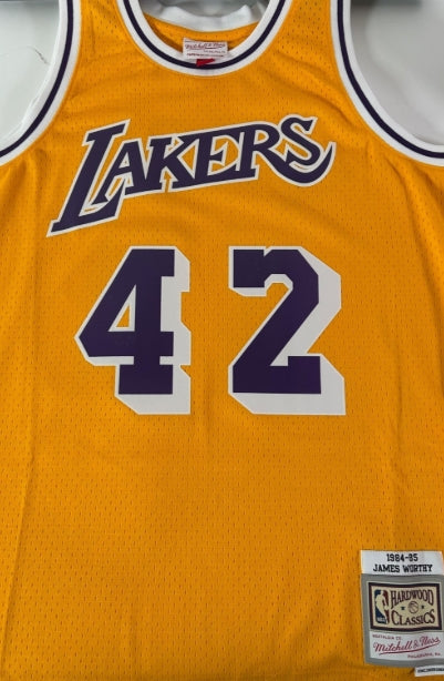 James Worthy Autographed/Inscribed "Big Game" M&N Swingman Jersey Fanatics COA