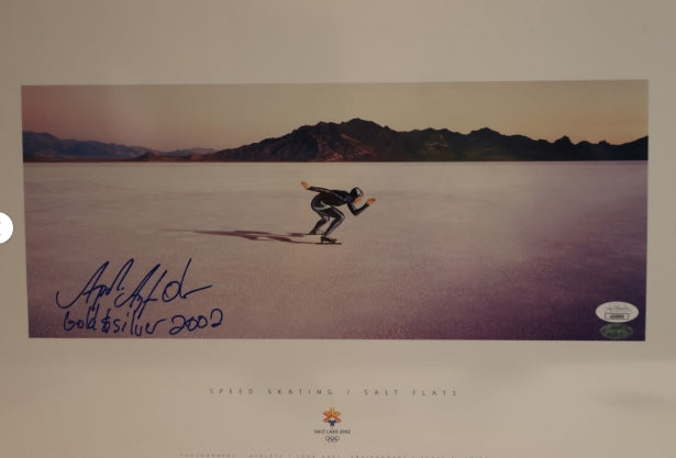 Apollo Anton Ohno Autographed/Inscribed "Gold & Silver 2002" Salt Lake City 2002 Winter Olympics 18x13 Photo JSA COA - Latitude Sports Marketing