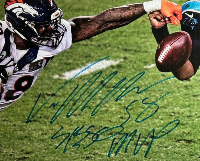 Von Miller Autographed/Inscribed "SB50 MVP" 16x20 Deluxe Framed SB50 Photo BAS COA - Latitude Sports Marketing