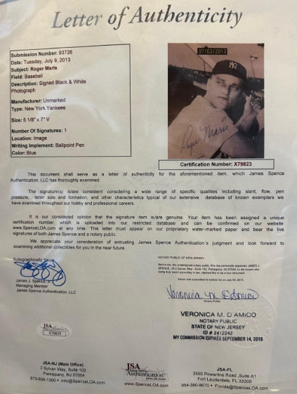 Roger Maris Autographed 61 HR Season Framed Presentation – JSA LOA | Maris + Stallard, Fisher & Foytack Signed Photos - Latitude Sports Marketing