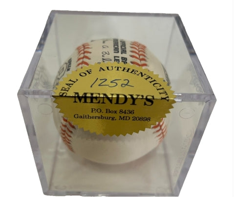 Cal Ripken, Jr. Autographed Official American League Baseball — Ironman Logo (2130-2131) | COA Golden Sports | Plexiglass Cube Display