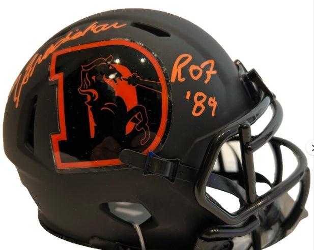 Randy Gradishar Autographed/Inscribed ROF '89 Broncos Eclipse Alternate Black Mini Helmet JSA COA - Latitude Sports Marketing