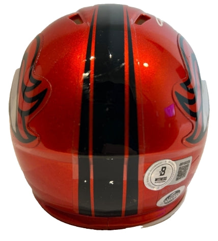 Bo Nix Autographed Denver Broncos Orange Flash Mini Helmet - Beckett COA - Latitude Sports Marketing