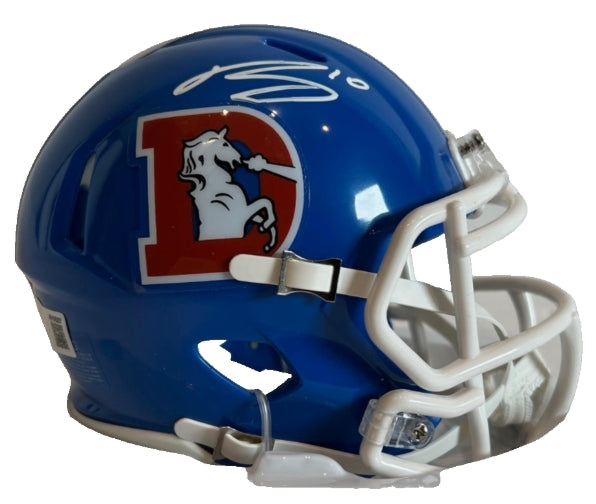 Bo Nix Autographed Denver Broncos Retro Mini Helmet - Beckett COA - Latitude Sports Marketing