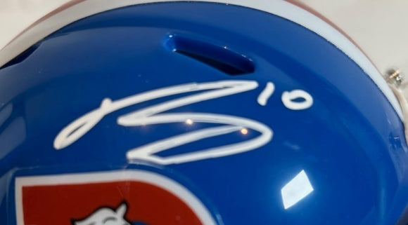 Bo Nix Autographed Denver Broncos Retro Mini Helmet - Beckett COA - Latitude Sports Marketing