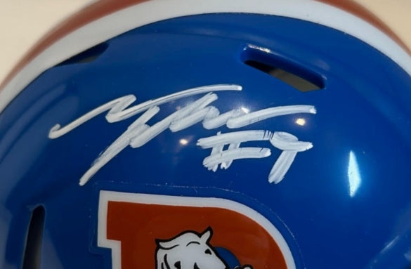 Talanoa Hufanga Autographed Denver Broncos Retro "D" Mini Helmet - BAS COA - Latitude Sports Marketing