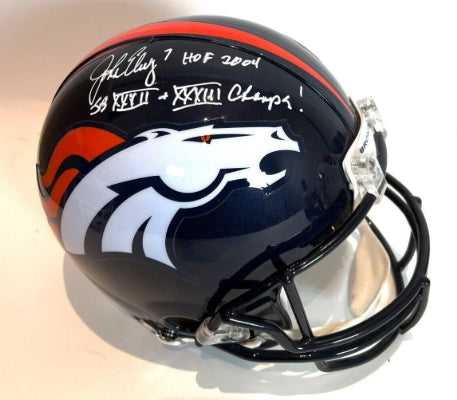 John Elway Signed Broncos Pro Helmet w/ "HOF 2004" & "SB XXXII & XXXIII Champs!"