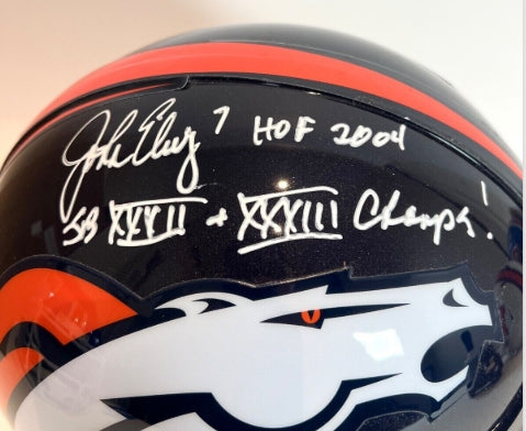 John Elway Signed Broncos Pro Helmet w/ "HOF 2004" & "SB XXXII & XXXIII Champs!"