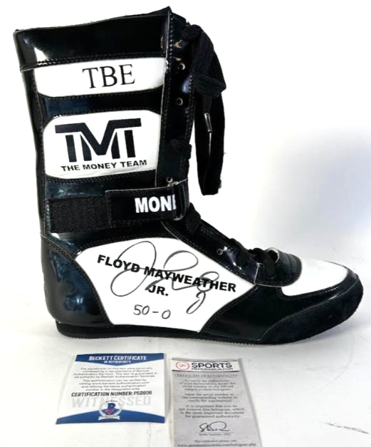 Floyd Mayweather Jr. Autographed 'TBE 50-0' The Money Team Shoe - BAS Certified