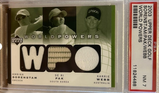 2003 Upper Deck Golf Annika Sorenstam/SeRi Pak/Karrie Webb World Powers PSA NM 7